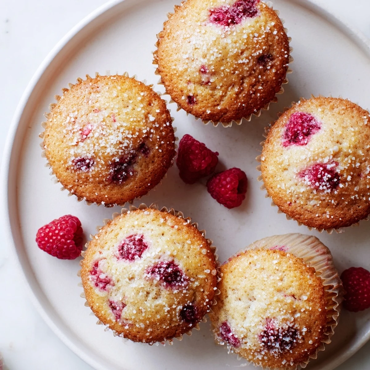 Golden lemon raspberry muffins with fresh berry pockets and a moist tender crumb