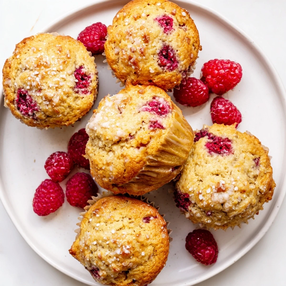 Zesty lemon raspberry muffins cooling on a wire rack with vibrant berry speckles