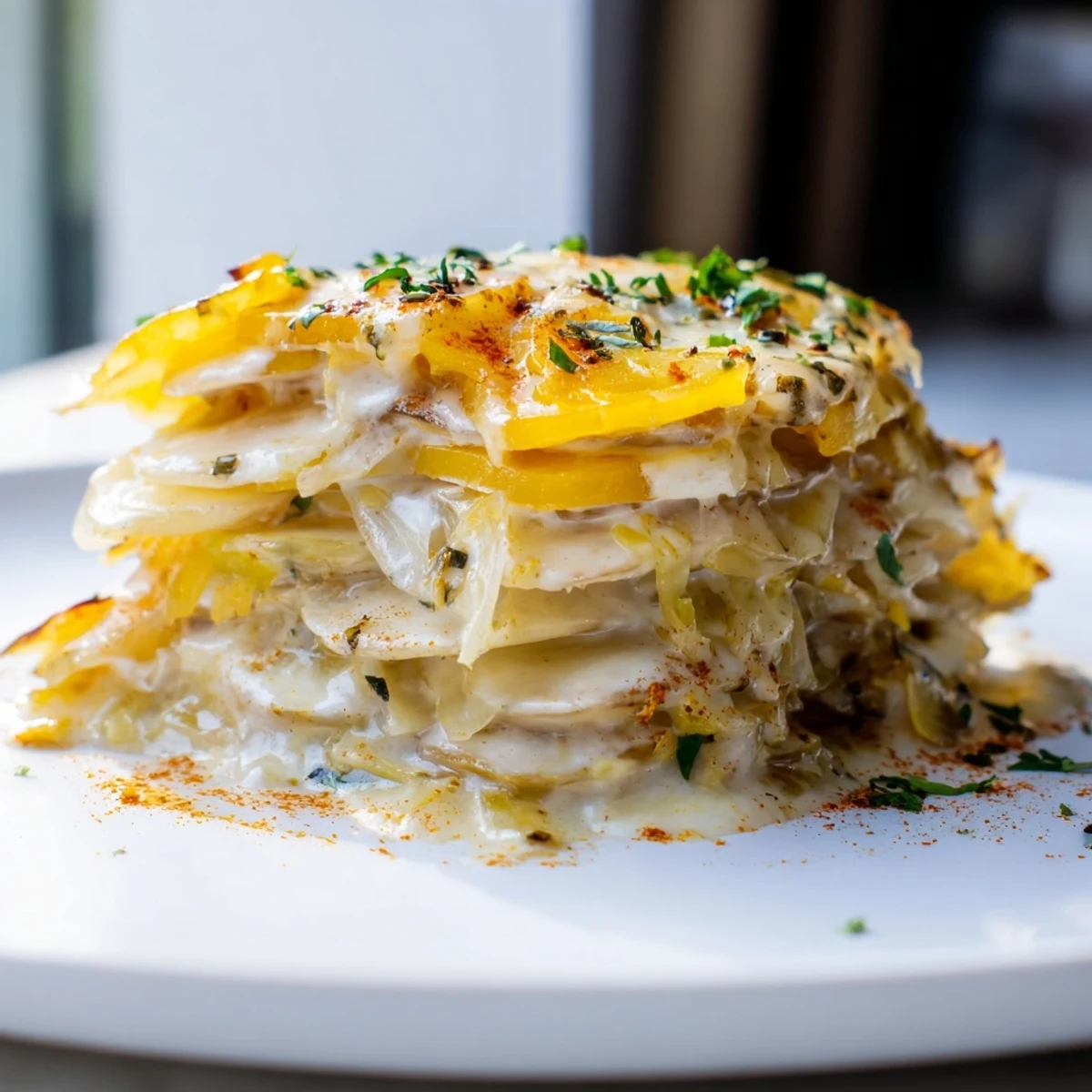 Creamy potato slices layered with sharp cheese and garlic in this comforting Crockpot Scalloped Potatoes dish