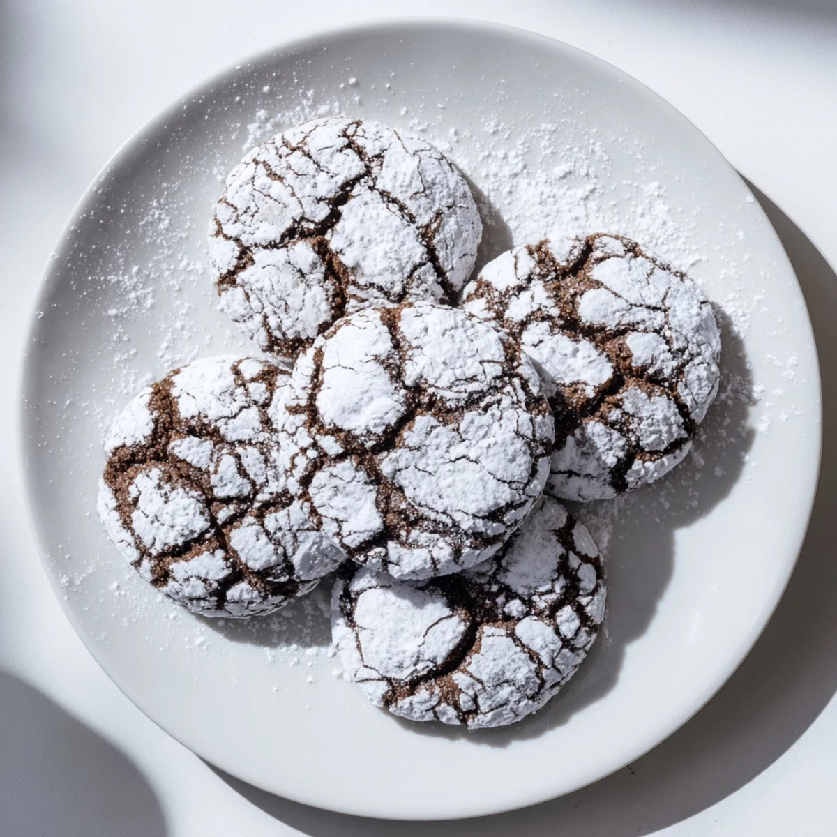 Soft chewy gingerbread crinkle cookies dusted with snowy white powdered sugar coating