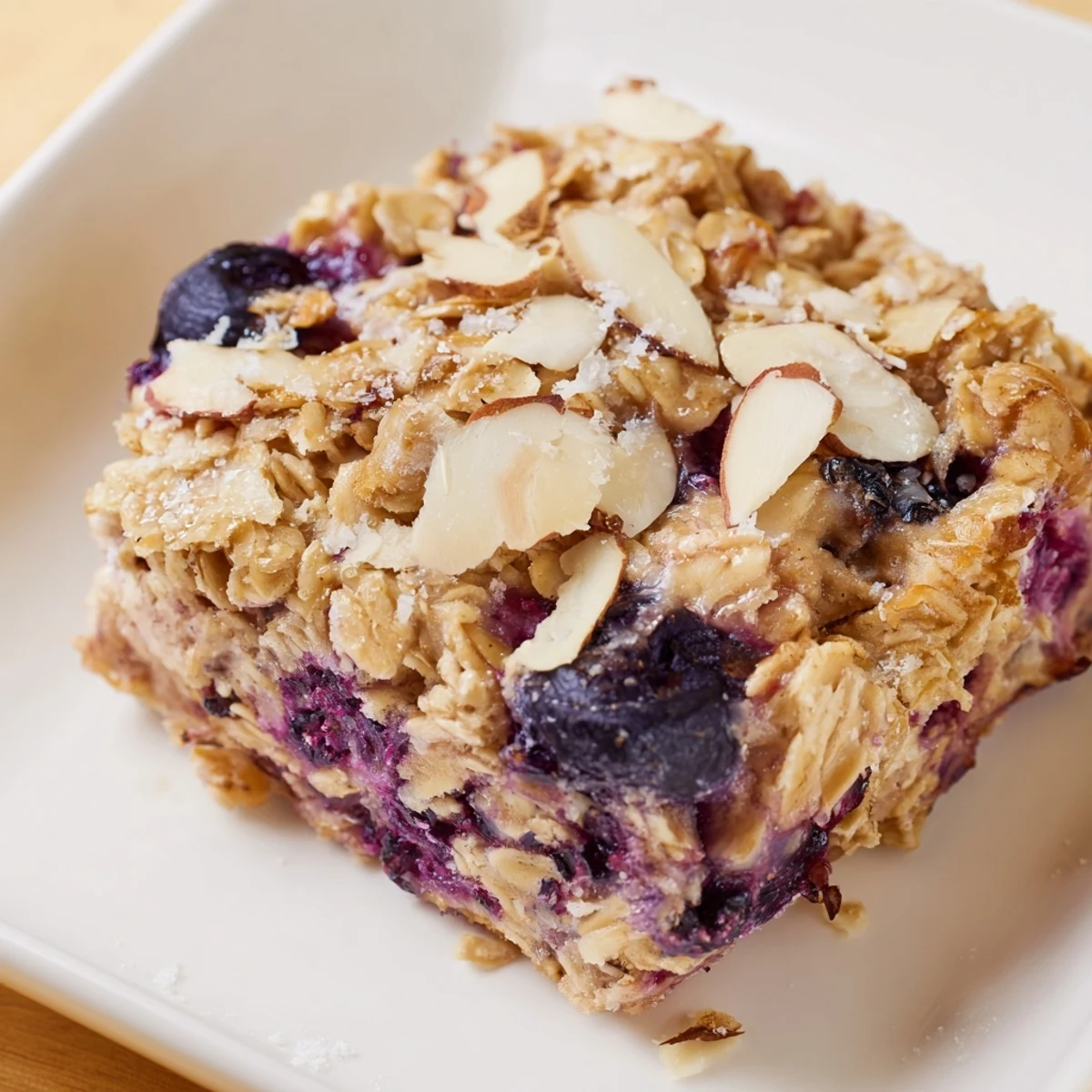 Golden blueberry cottage cheese breakfast bake fresh from the oven with juicy berry pockets