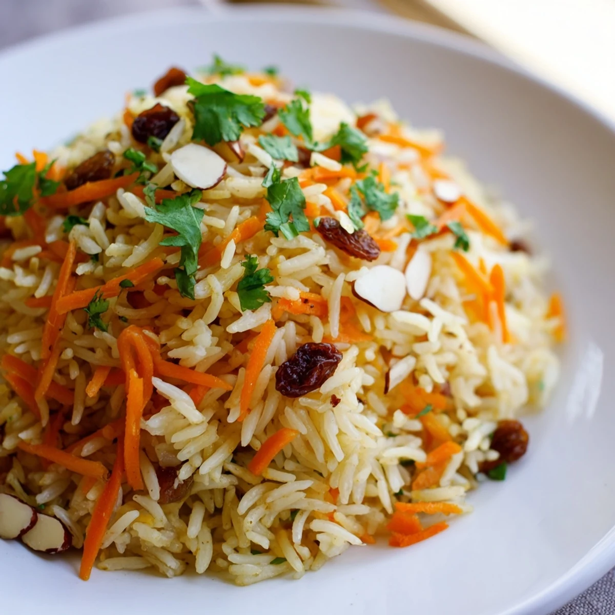 Fragrant Afghan rice steamed with warm spices and garnished with fresh green herbs