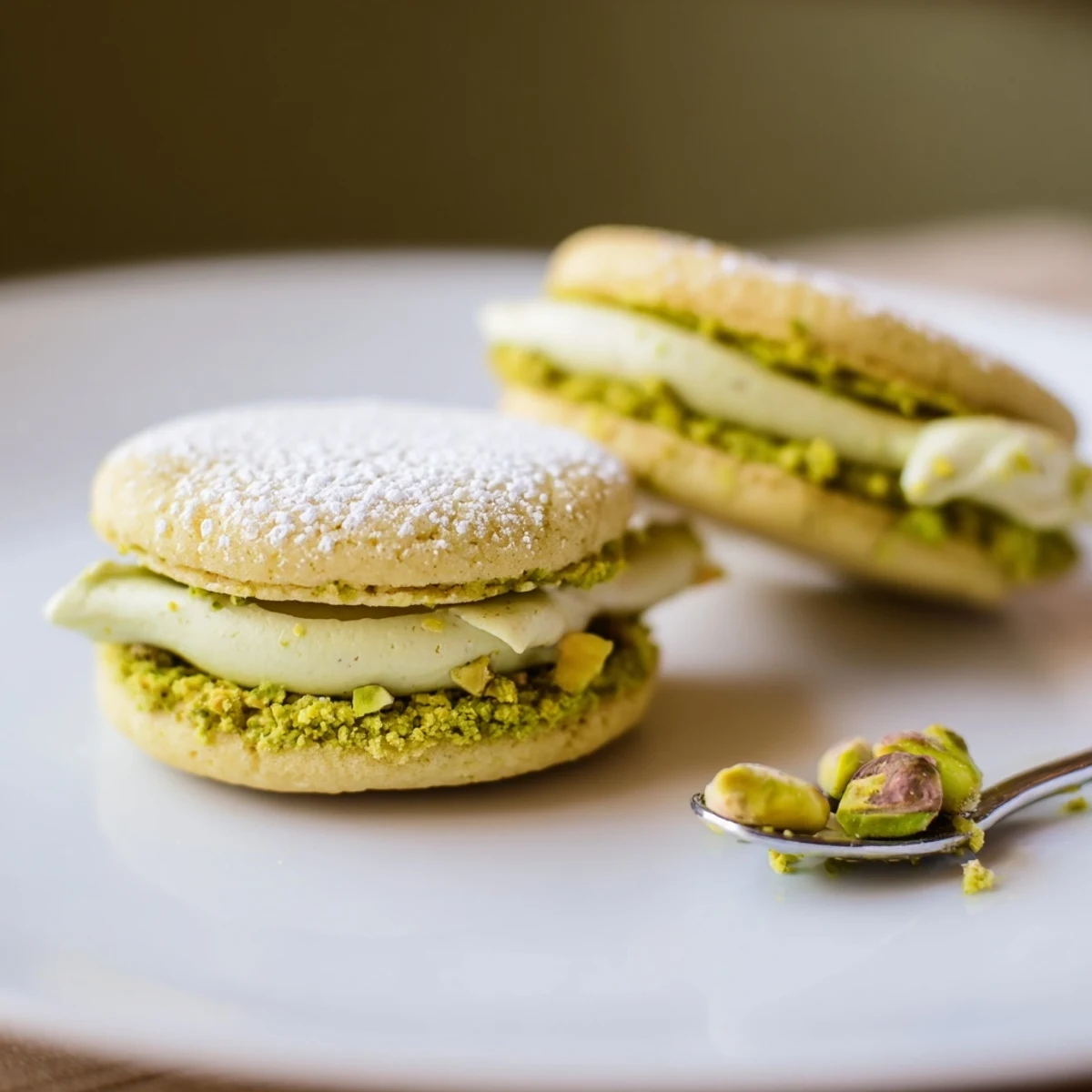Homestyle Pistachio Cream Cookies Recipe served beside a steaming cup of Earl Grey