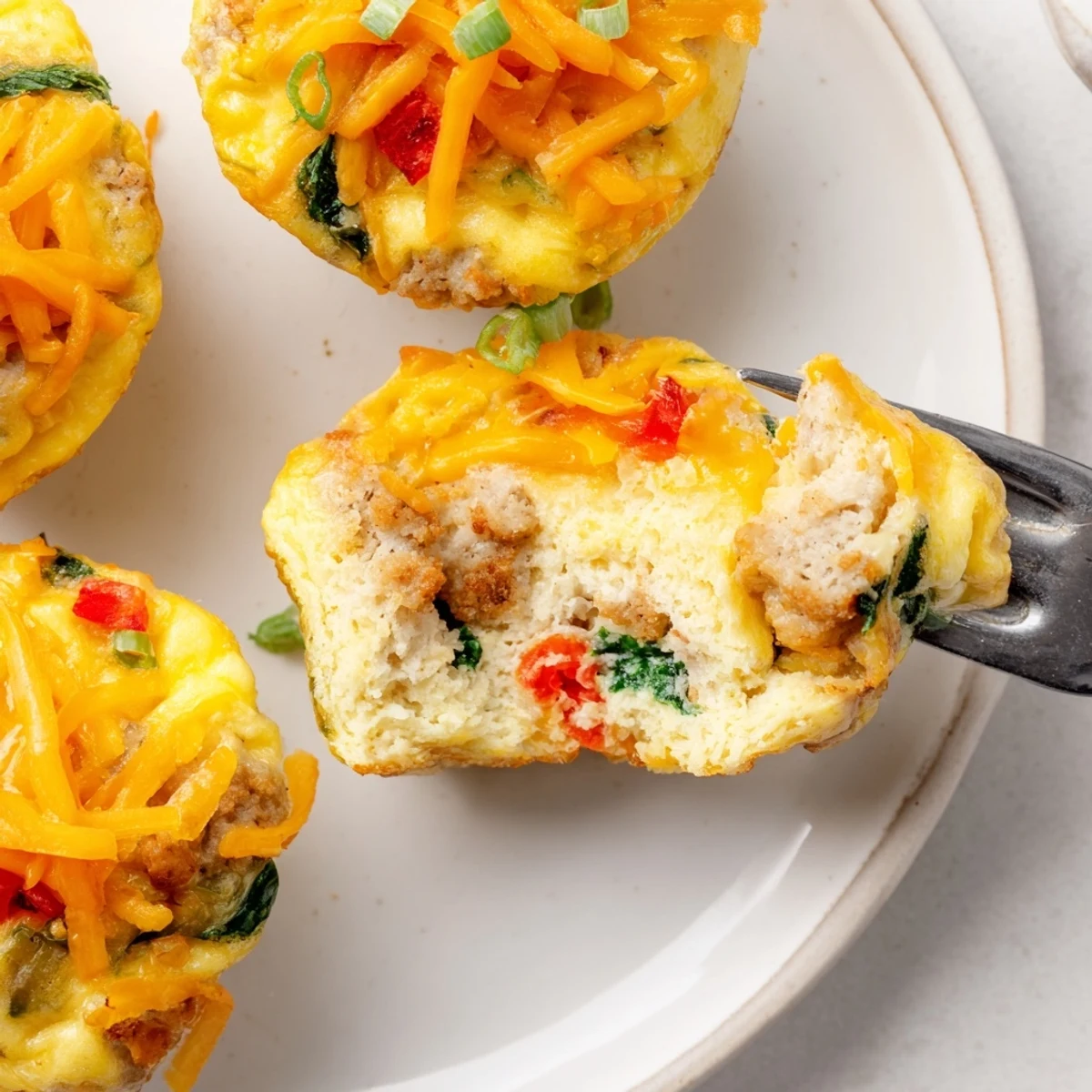 Warm Turkey Sausage Egg Muffins on a plate, cheddar melting, hearty breakfast