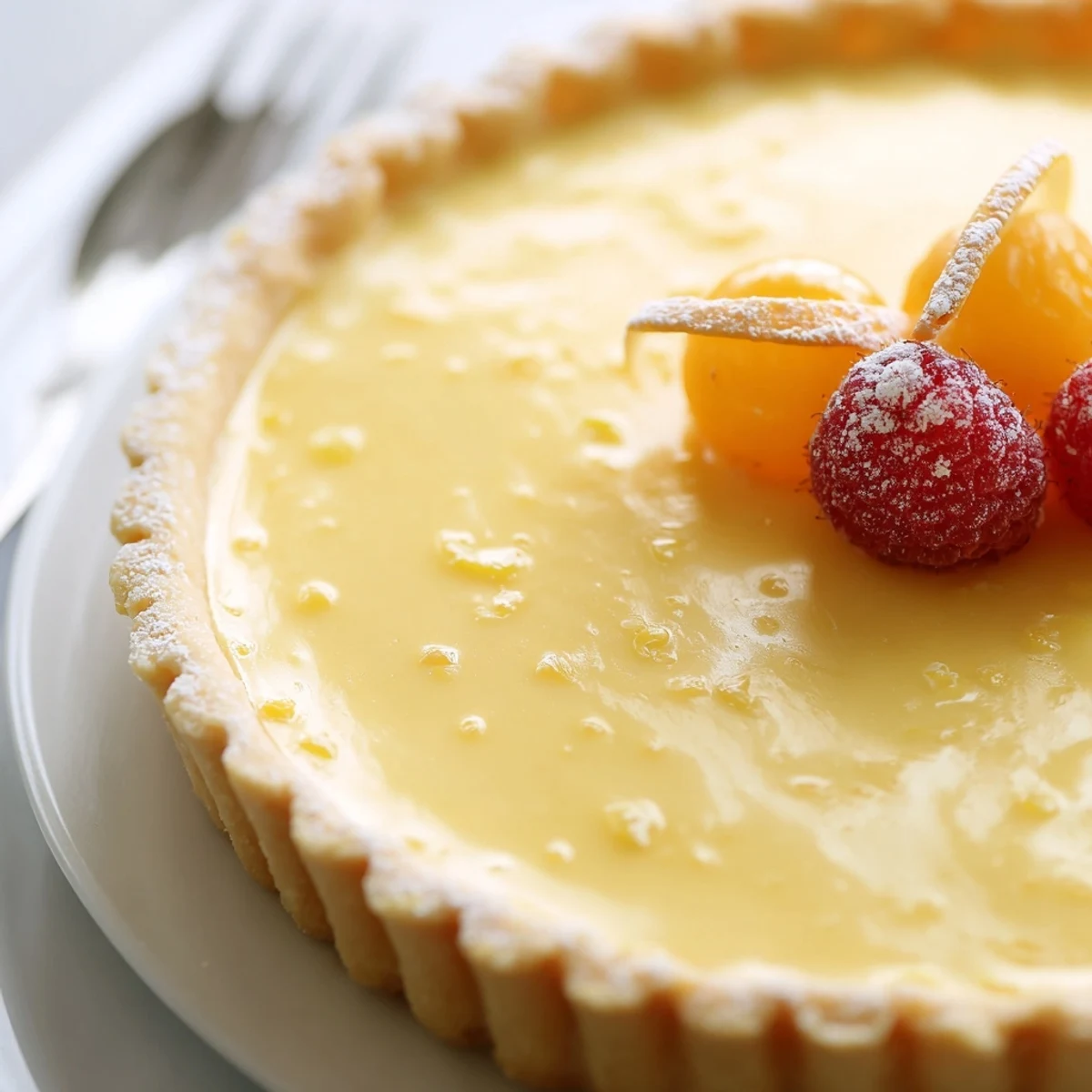 Silky filling and golden crust highlight this Creamy Lemon Tart Recipe.