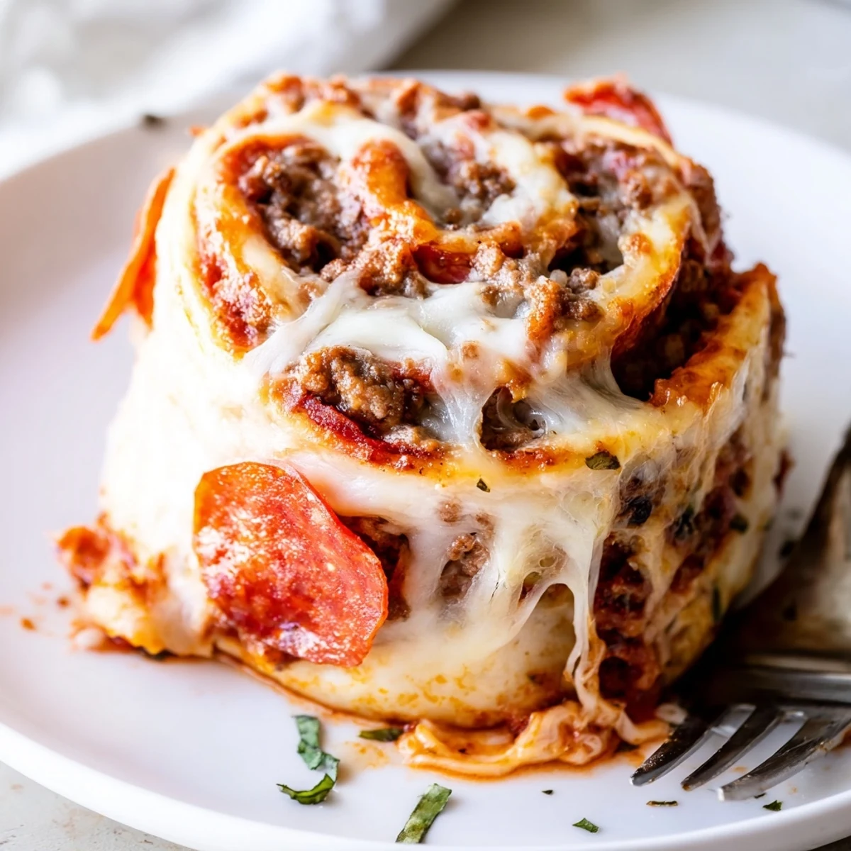 Golden, bubbly Cheesy Beef Pepperoni Pizza Roll Ups Snack Recipe fresh from oven