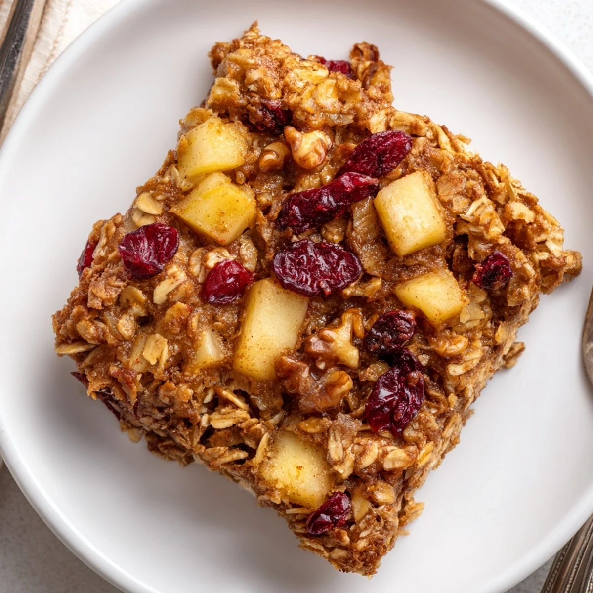 Delicious Apple Cinnamon Oatmeal Bake Recipe For Mornings, warm and golden  