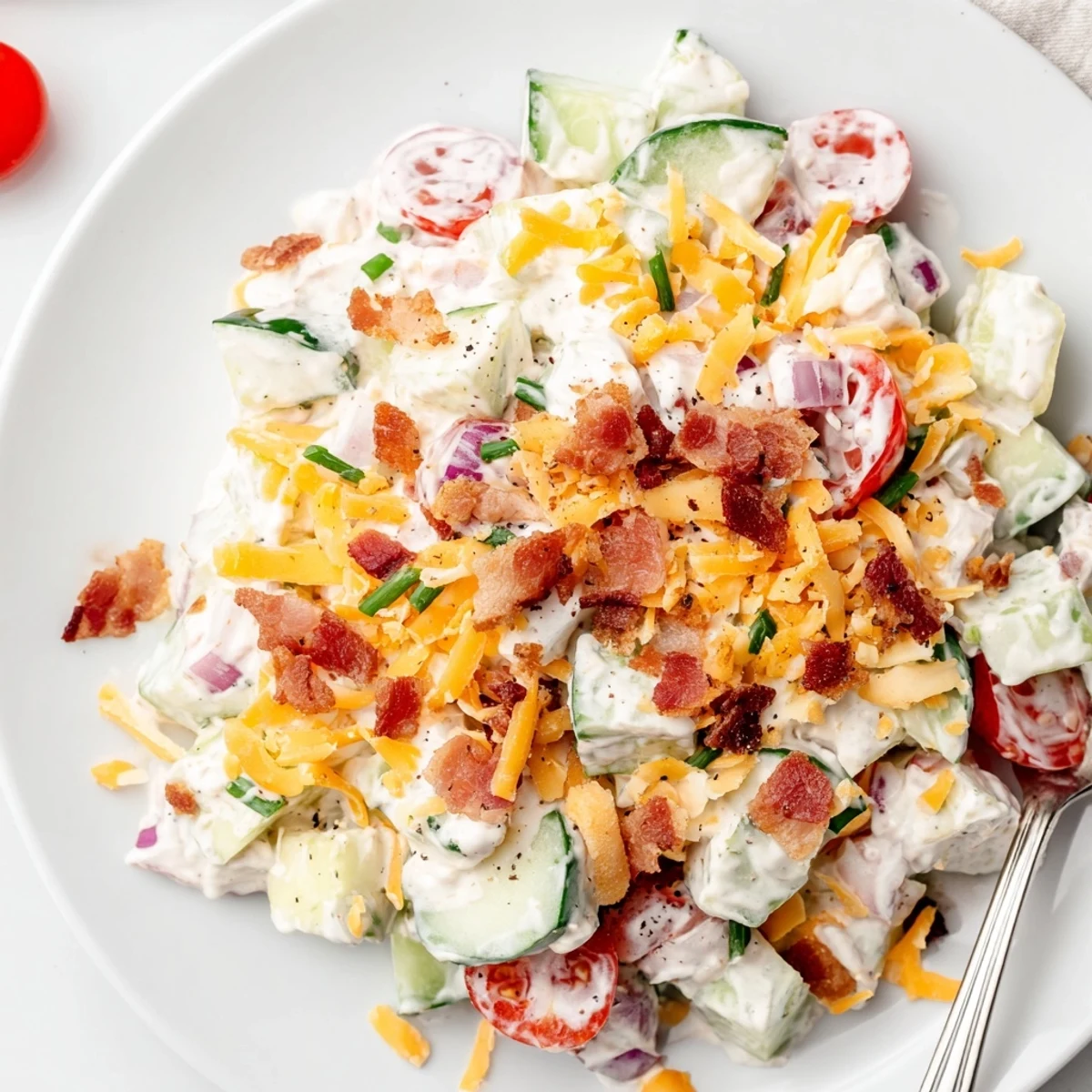Cucumber Ranch Crack Salad Recipe Delight with crisp cucumbers, smoky bacon — perfect potluck side