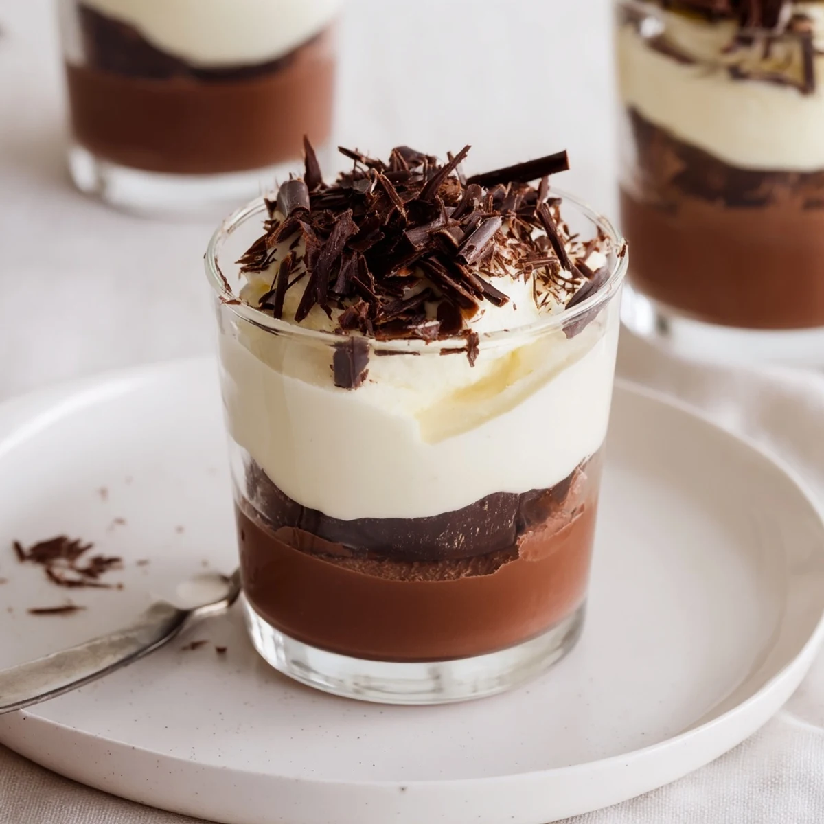 Silky layers of dark, milk, and white in Triple Chocolate Mousse Cups