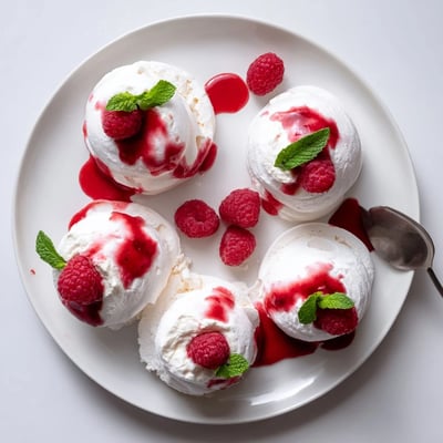 Pavlova Bombs With Raspberry Coulis